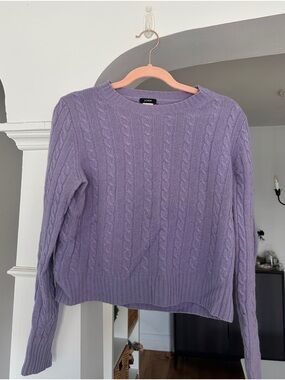 J. Crew Lavender Cable-Pattern Crewneck Sweater